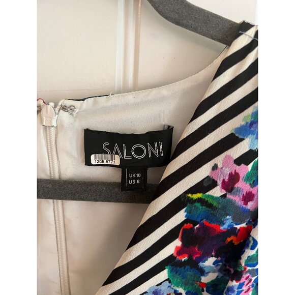 Saloni Eve Floral Print Silk Dress‎ in Rainbow Gardenia Size 6 - Picture 4 of 7